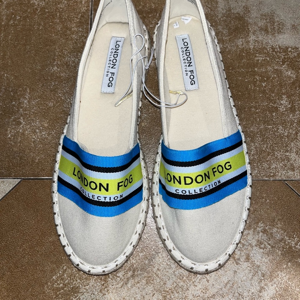London Fog beige flats espadrilles size 6.5 NWOT - Picture 2 of 8